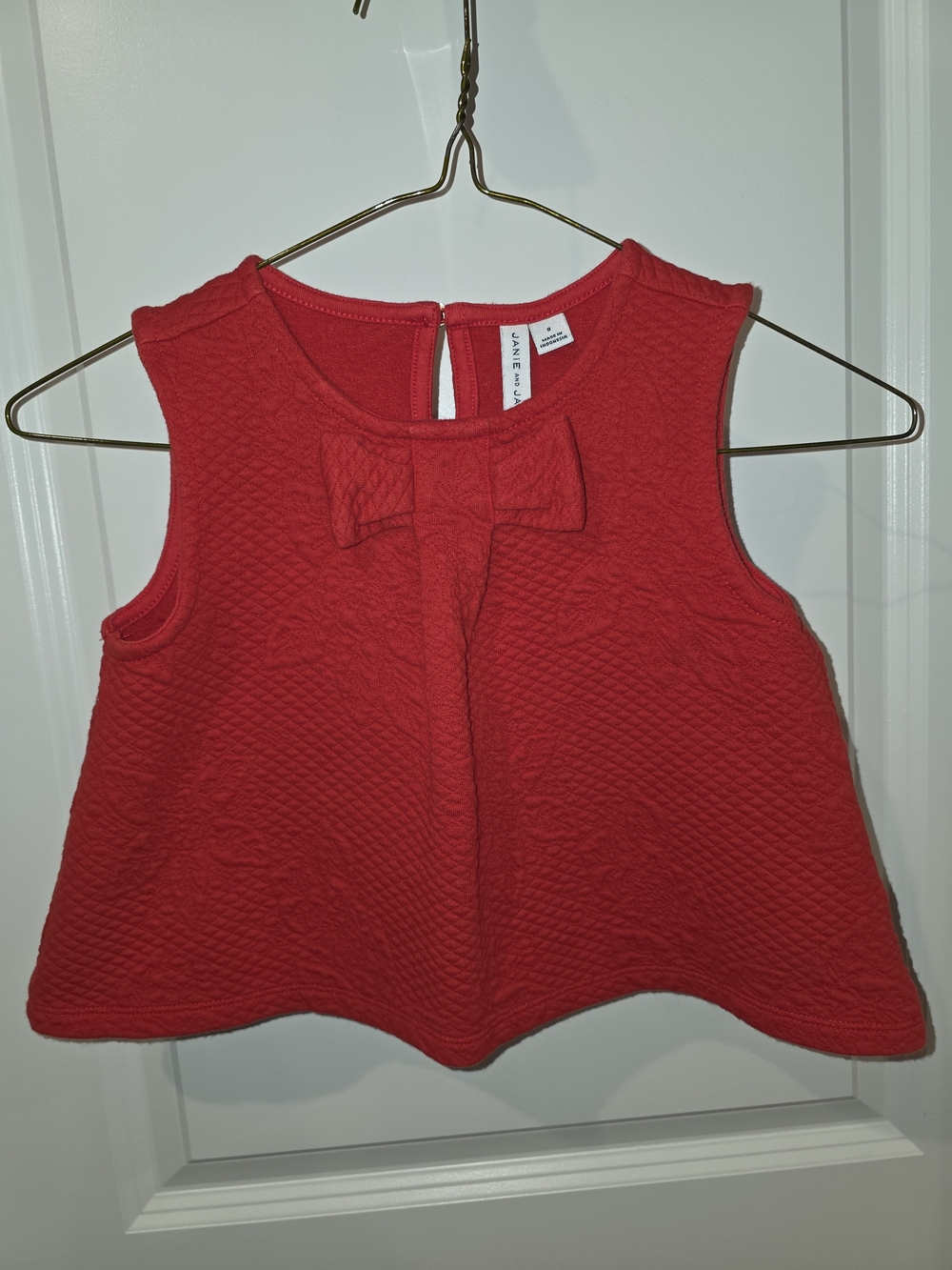 Janie and Jack Quilted Red Bow-Front Sleeveless Top